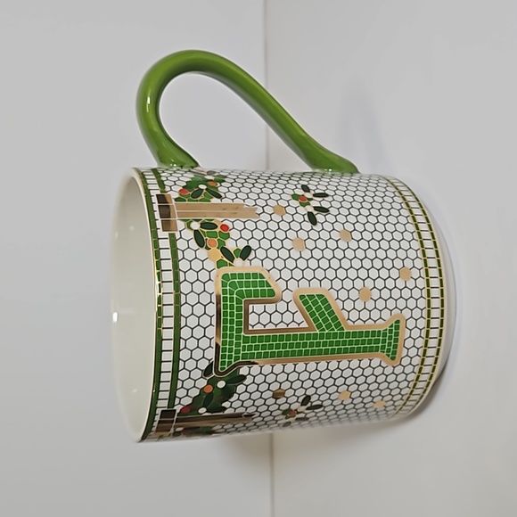 Anthropologie Limited Edition Festive bistro tile monogram mug initial F - Picture 8 of 8